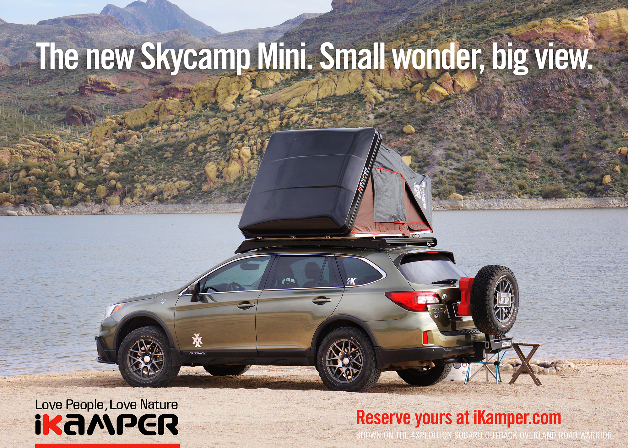 4xpedition subaru outback with ikamper skycamp mini rooftop tent and prinsu designs roof rack